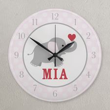 Pink Elefant Runde Wanduhr Personalisieren Acryl 27,3 cm