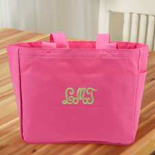 Bestickte Baumwolltasche mit zwei Textzeilen Personalisieren Hot Pink