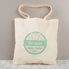 Grüne Osterhasenohren Baumwolle Budget Stofftasche Personalisieren