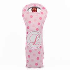 Pink Polka Punkte Weintasche aus Neopren Beide Seiten Personalisieren