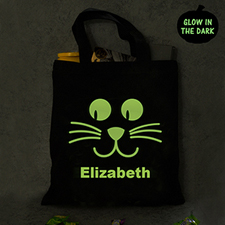 Katze in der Nacht Schwarze Tasche Personalisieren Leuchtende Gruselmomente