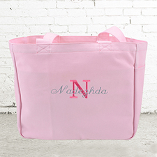 Bestickte Baumwolltasche Monogramm und Text Personalisieren Pink