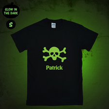Totenkopf Leuchtendes T-Shirt Glow Personalisieren Baumwolle Größe S Small
