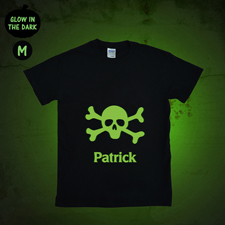 Totenkopf Leuchtendes T-Shirt Glow Personalisieren Baumwolle Größe M Medium