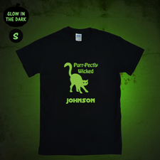 Leuchtendes T-Shirt Glow Katze Personalisieren Baumwolle Größe S Small