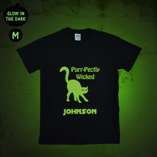 Leuchtendes T-Shirt Glow Katze Personalisieren Baumwolle Größe M Medium