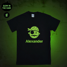 Leuchtendes T-Shirt Pirat Glow Personalisieren Baumwolle Größe S Small