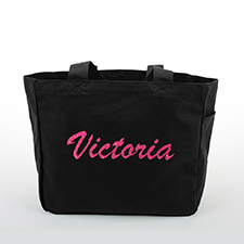 Glitzer Baumwolltasche Text Foto Personalisieren Accessoire Schwarz