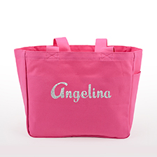 Glitzer Baumwolltasche Text Foto Personalisieren Accessoire Hot Pink