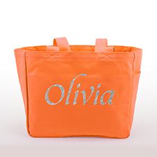 Glitzer Baumwolltasche Text Foto Personalisieren Accessoire Orange