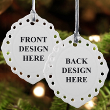 Keramikschmuck Weihnachtsanhänger Oval Filigran Hochformat Beidseitig Personalisieren