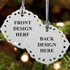 Bunter Keramikschmuck Weihnachten Oval Filigran Hochformat Beidseitig Personalisieren