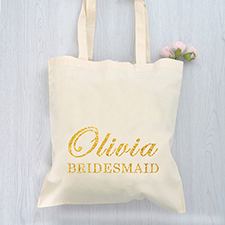 Glitzer Brautjungfer Baumwolle Budget Stofftasche Personalisieren