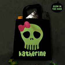 Pink Fliege Spinne Personalisiertes Glühen im Dunkeln Halloween Schwarzte Tasche für Süßes