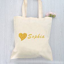 Glitzer Herz Baumwolle Budget Stofftasche Personalisieren