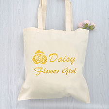 Flower Power Girl Glitzer Baumwolle Budget Stofftasche Personalisieren