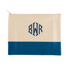 Große Bestickte Kosmetiktasche Gestalten 22,9 x 29,8 cm Navy Dunkelblau