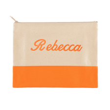 Große Bestickte Kosmetiktasche Gestalten 22,9 x 29,8 cm Orange