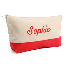 Rot Weiß Bestickte Kosmetiktasche Personalisieren 17,8 x 27,9 cm