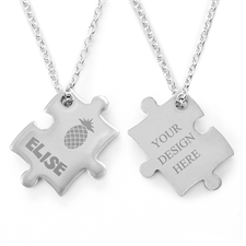 Ananas Puzzle Halskette Gravur Anhänger beidseitig Personalisieren