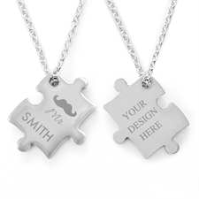 Mister Puzzle Halskette Gravur Anhänger beidseitig Personalisieren
