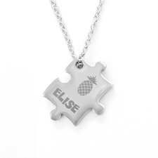Ananas einseitig Puzzle Halskette Gravur Anhänger Personalisieren Samtbeutel
