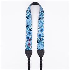 Blau Floral Kameragurt Wasserfarben 38 mm Personalisieren
