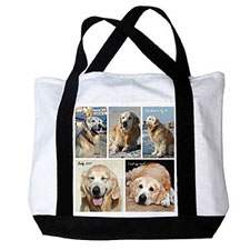 Leinwandtasche Kollage Fünf Bilder, Weiss