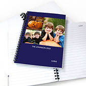 Notizbuch, Drei Fotos, Einzeilig, Blau