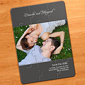 Hochzeit Bekanntgabe Fotopuzzle, grau