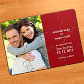 Hochzeitspuzzle, Einladung, Rot