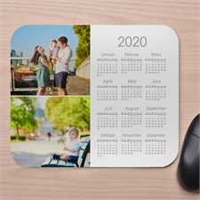 Zwei Fotos Kalender Kollage Mauspad Weiß