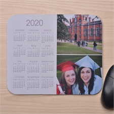 Zwei Foto Kalender Kollage Mauspad Weiß