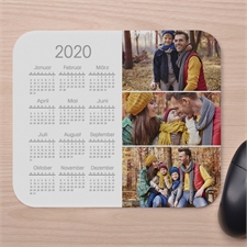Drei Fotos Kalender Kollage Mauspad Weiß
