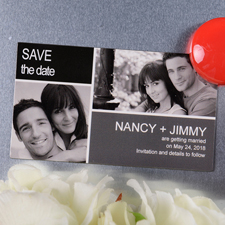 Save the Date Foto Magnet Schwarz Grau  5,08 x 8,89 cm