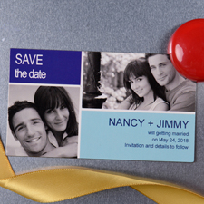 5,08 x 8,89 cm Save the Date Fotomagnet Blau