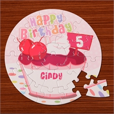 Geburtstag Mädchen Rundes Puzzle Personalisieren Durchmesser 18,4 cm