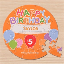 Ein Ballon zum Geburtstag Rundes Puzzle Personalisieren Durchmesser 18,4 cm