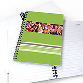 Notizbuch, Drei Fotos, Buntgestreift, Grün