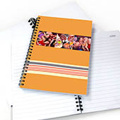 Notizbuch, Drei Fotos, Buntgestreift, Orange