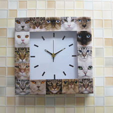 Weiße Uhr Fotokollage Basic Großes Zifferblatt