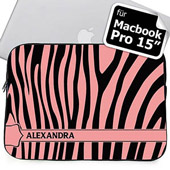 Pink Zebra Schwarz und Pink Personalisierte MacBook Pro 15 Tasche (2015)