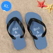 Personalisierte Strandsandalen Kinder Größe KL 32-36 EIN BILD Schwarz