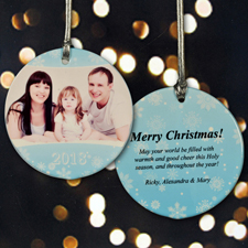 Schneesturm Schmuck zum Personalisieren Rund mit Foto und Text