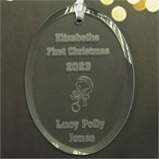 Babys Graviertes Glas Oval Weihnachtsschmuck