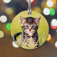Katzenfoto als Erinnerung Anhänger Kermik Rund