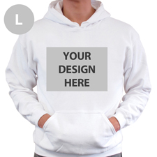 Hoodie ohne Reißverschluss Vollbild personalisiert Weiß Größe L