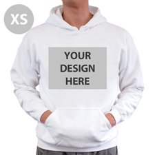 Hoodie ohne Reißverschluss Vollbild personalisiert Weiß Größe XS