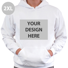 Hoodie ohne Reißverschluss Vollbild personalisiert Weiß Größe XXL