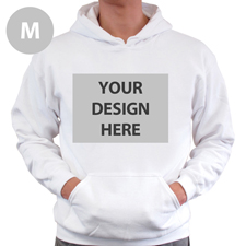 Hoodie ohne Reißverschluss Vollbild personalisiert Weiß Größe M
